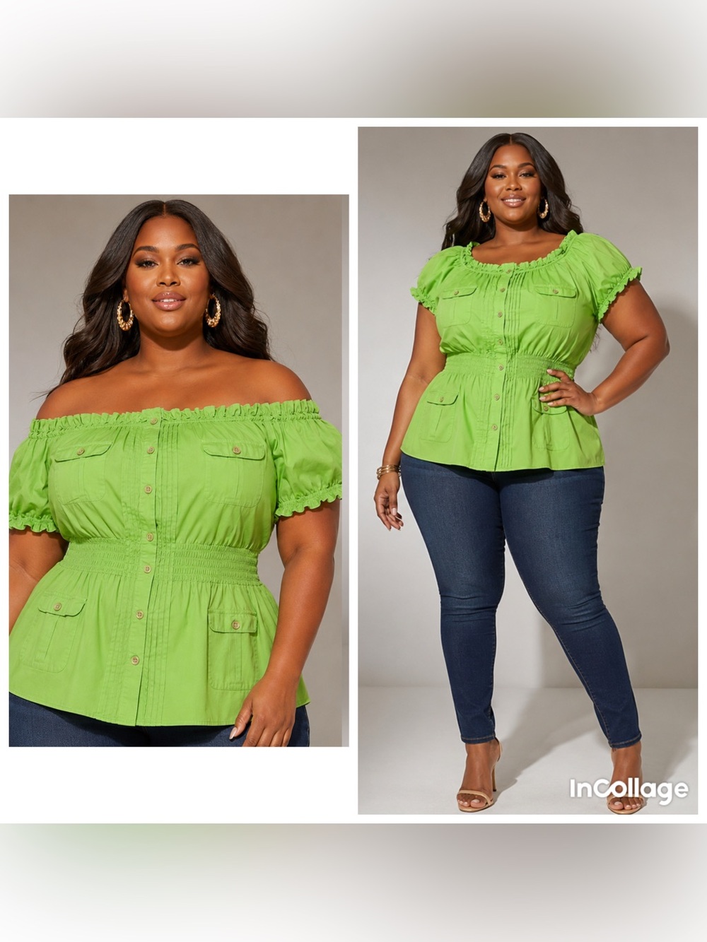 Ashley Stewart Lime Green Peasant Blouse Tunic – Size 24 (1379)